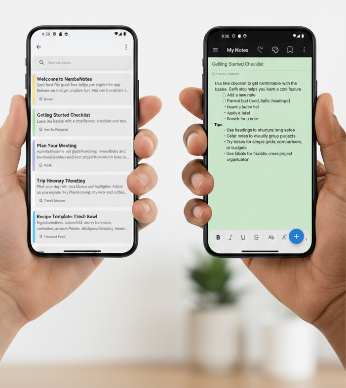 Light and dark theme customization preview with colored notes