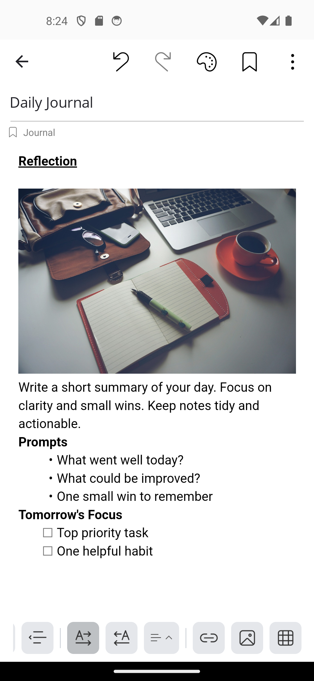 List of notes in NembaNotes with colored labels and quick filtering